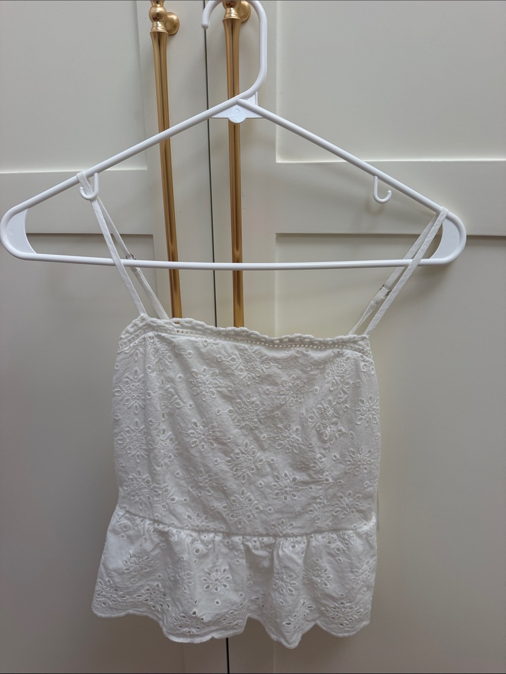 White Eyelet Peplum Camisole - Women Intimates & Sleepwear
